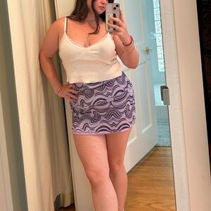 PURPLE AND WHITE MINI SKIRT SWIRL PATTERN